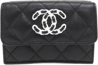 Chanel Pre-owned Wallets, female, Black, Size: ONE SIZE Pre-owned Vintage Tri-fold Wallet