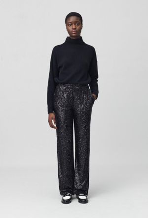 Claudie Pierlot Pantalon droit &agrave; sequins noir