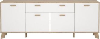 ebuy24 Ebuy24 - Aparador 4 puertas, 1 cajón roble decorativo y blanco L195,7 cm - storm