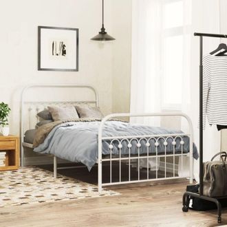 vidaXL Giroletto con Testiera e Pediera Metallo Bianco 100x190 cm - Vidaxl