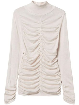 Twin-Set Gesmockte trui met hoge hals - Beige