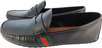 Gucci Web Accent Leather Loafers Black 566294-BTRE0-1060