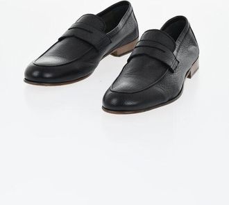 Corneliani Hammered Deer Leather Penny Loafers size 39,5
