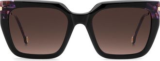 Carolina Herrera 55mm Rectangular Sunglasses in Black Pink/Brown at Nordstrom