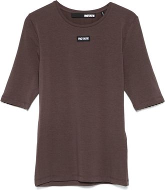 Rotate short sleeve T-shirt - women - Organic Cotton/Elastane/Modal - 40 - Brown