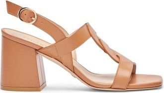 Stuart Weitzman Sandaal met gedraaide bandjes - Dames - Sandalen met hakken - Bruin - 36 EU - Leer - Schoenen