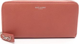 Saint Laurent Brown Leather Long Wallet (Bi-Fold) (Pre-Owned)
