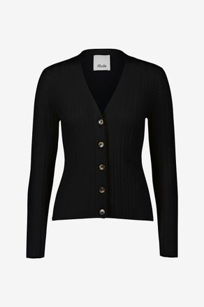 Allude Schmaler gerippter Cardigan mit V-Ausschnitt