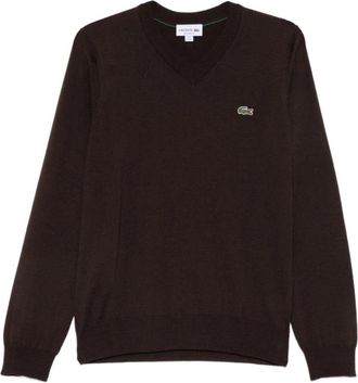 Lacoste V-hals Gebreide Kleding - Heren - V-hals truien - Bruin - L - Truien & Vesten