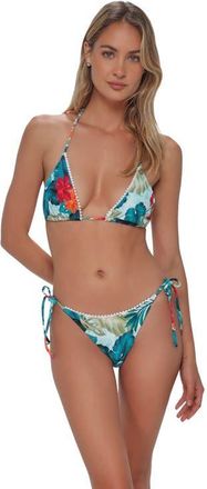 Swim Systems Pom Pom Triangle Bikini Swimsuit Top in Tiki Tango Rib at Nordstrom, Size 3X-Large