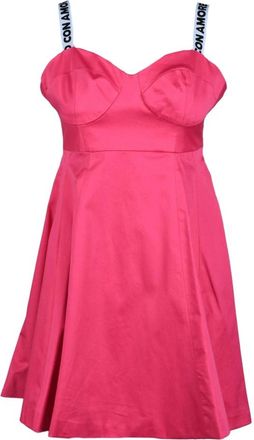 Giulia N Couture Katoen Elastaan Jurk voor Vrouwen - Dames - Korte kleedjes - Rood - M - Katoen - Kleedjes