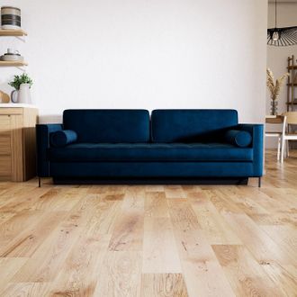 MYCS Marineblaues, komfortables Sofa Lyvyn mit Schlaffunktion, individuell anpassbar, komplett modular, 98 x 77 x 228 cm, konfigurierbar