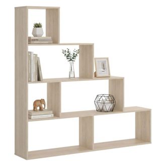 Dmora Librer&iacute;a Dmorr, Librer&iacute;a De Doble Cara Con 6 Estantes, Estante Separador Con Compartimentos De Oficina, 145x29h145 Cm, Roble - Dmora