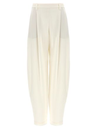 Brunello Cucinelli White Silk Casual Womens Pants