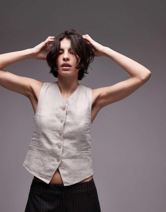 & Other Stories fitted linen vest in beige - part of a set-Neutral