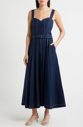 Ciebon Ariena Belted Maxi Dress in Navy at Nordstrom, Size X-Large