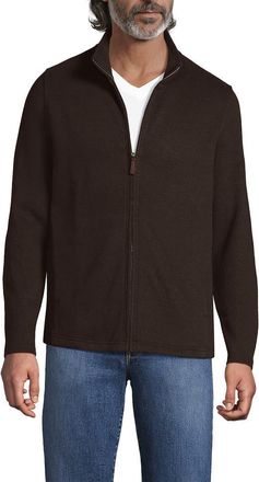 Lands End Bedford Rib Full Zip in Dark Walnut Brown Heather at Nordstrom, Size Xx-Large