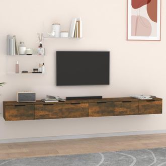 vidaXL Vidaxl - Armarios De Pared 2 Uds Contrachapada Roble Ahumado 102x30x20cm