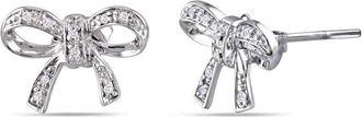 Amour Diamond Bow Stud Earrings In 10K White Gold