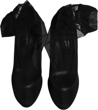 Dolce & Gabbana Womens Black Nylon Mesh Sock Style Boots Shoes Elastane Viscose