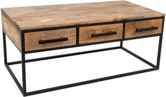 Wanderlust Deco Wanderlust Deco - Mesa De Centro De Madera Y Metal Marr&oacute;n 119x61x48
