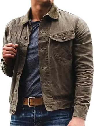 Generic Mens Retro Mod 60S 70S Military Shirt-Jacket Overshirt Denim Short Denim Jacket Mens Vintage Style Trucker Coat Western Classic Style Coat Lightweight