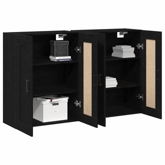 Berkfield Home Wall Mounted Cabinets 2 pcs Black Oak Engineered Wood