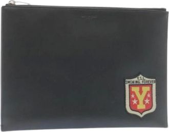 Saint Laurent Pre-owned Clutches, female, Black, Size: ONE SIZE Pre-owned Leather Clutch