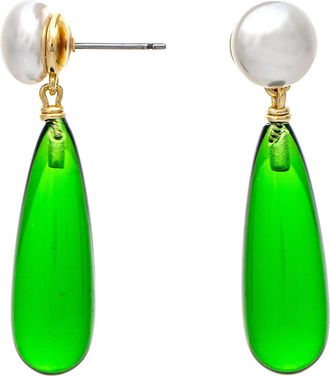 Rivka Friedman Faux Pearl & Emerald Drop Earrings at Nordstrom Rack