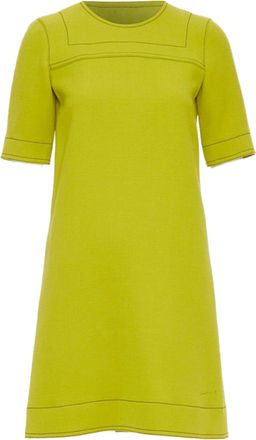 Marni virgin wool overstitch silk lined shift dress