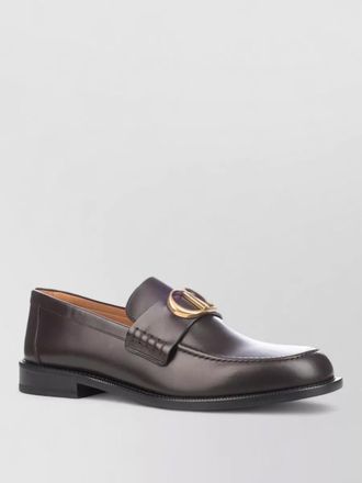 Dior loafers gold tone hardware leather round toe