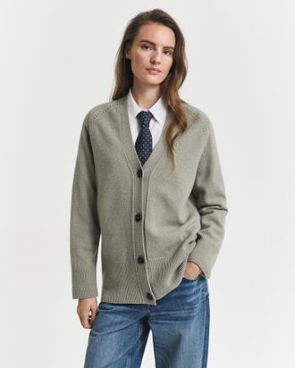 GANT Women Wool Cashmere Blend Cardigan (XXXL) FADED SAGE