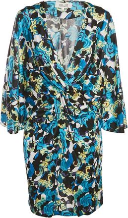 Diane Von Fürstenberg Mini-jurk met gedraaide voorkant en bloemen - Blauw