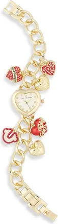 True Religion Heart Charm Bracelet Watch, 25.5mm in Gold at Nordstrom Rack