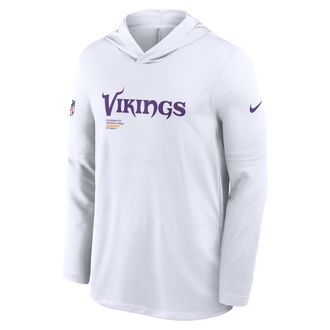 Nike Minnesota Vikings Pure Fury Sideline Nike Mens Dri-FIT NFL Long-Sleeve Hooded Top in White | 03B910A9M-P8B