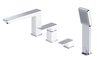 Omnires Omnires Parma - Grifo Para Borde De Ba&ntilde;era, Instalaci&oacute;n De 4 Orificios, Blanco/cromo Pm7432crb