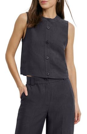 Favorite Daughter The Fine Line Pinstripe Button-Up Top in Navy at Nordstrom, Size X-Large