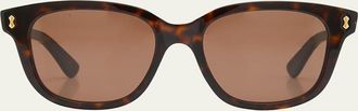 Gucci Mens Temple Logo Rectangle Sunglasses