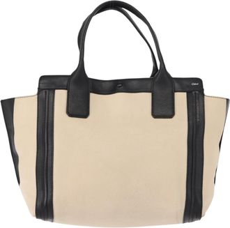 Chlo&eacute; Alison East West Tote Leather Beige Leather Handbag (Pre-Owned)