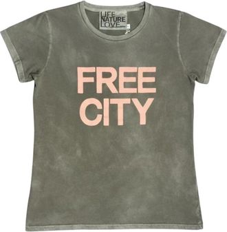 Freecity T-shirt a maniche corte Supervintage The Doing Of It Is The Being Of It - - Tops - Donna - Verde - M