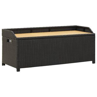 Berkfield Home Garden Storage Bench 120 cm Poly Rattan Black