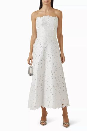 Costarellos Womens Vella Floral Lace A-Line Dress In Off White