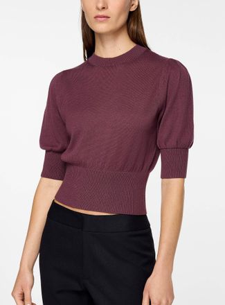 Smythe Womens Fine-knit puff-sleeve sweater