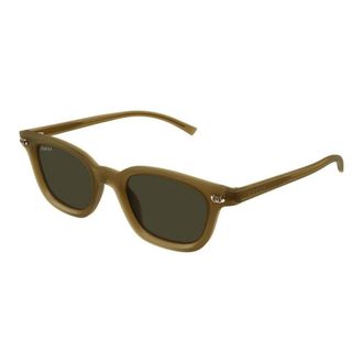Gucci Ovale Zonnebril - Heren - Zonnebrillen - Bruin - 48 MM - Nylon - Accessoires