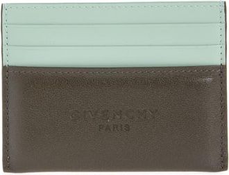 Givenchy Padded Colorblock Leather Card Case in Green/brown at Nordstrom