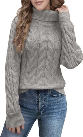 Generic Womens Jumpers High Neck Knit Pullover Sweater Soft Warm Winter Turtleneck Top Casual Loose Fit Long Sleeve Sweater Womens Top