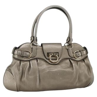 Ferragamo Gancini Leather Silver Leather Handbag (Pre-Owned)