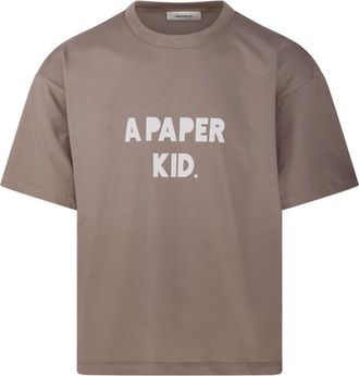 A Paper Kid Taupe T-shirt voor mannen - Heren - T-shirts - Bruin - S - Tops