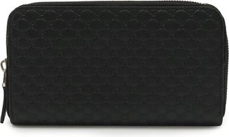 Gucci Black Micro Gg Leather Leather Long Wallet (Bi-Fold) (Pre-Owned)