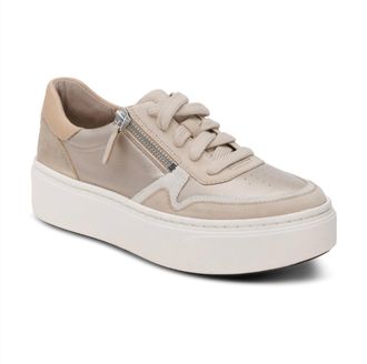 Aetrex Womens Leigh Arch Support Platform Sneaker In Tan Multi